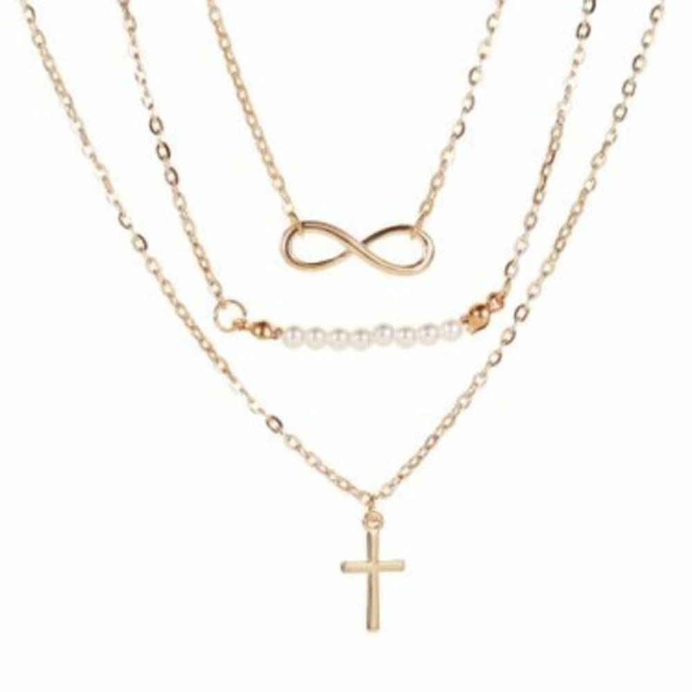 Multilayer Infinity Cross Necklace